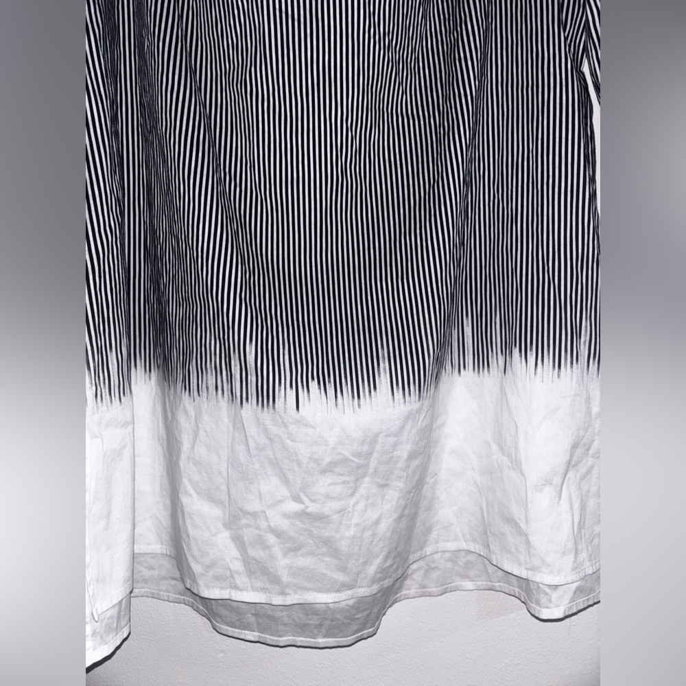 Lafayette 148 New York Black and White Striped Blouse - Picture 2 of 8